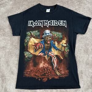 Iron Maiden The Book of Souls Tour Graphic T Shirt Black Gildan Size S